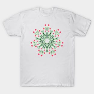 Spring Flowers Ink Drawn Mandala T-Shirt